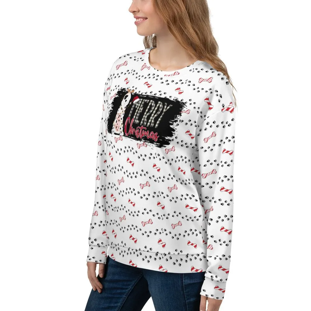 White Merry Christmas Paw Sweatshirt