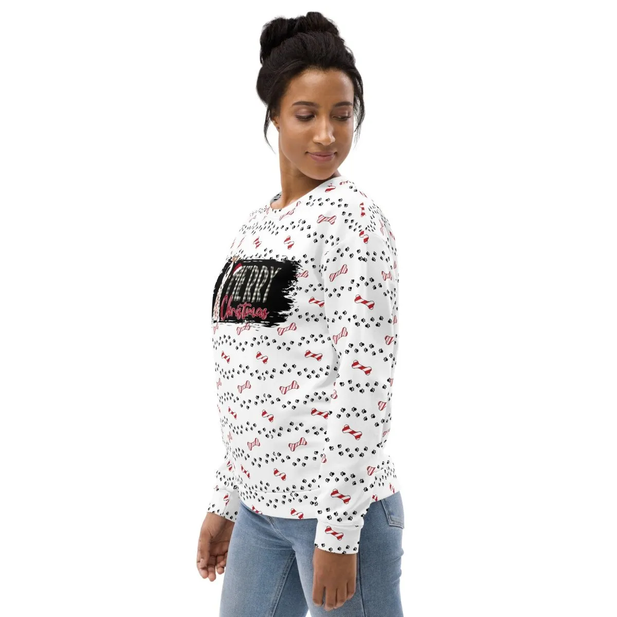 White Merry Christmas Paw Sweatshirt
