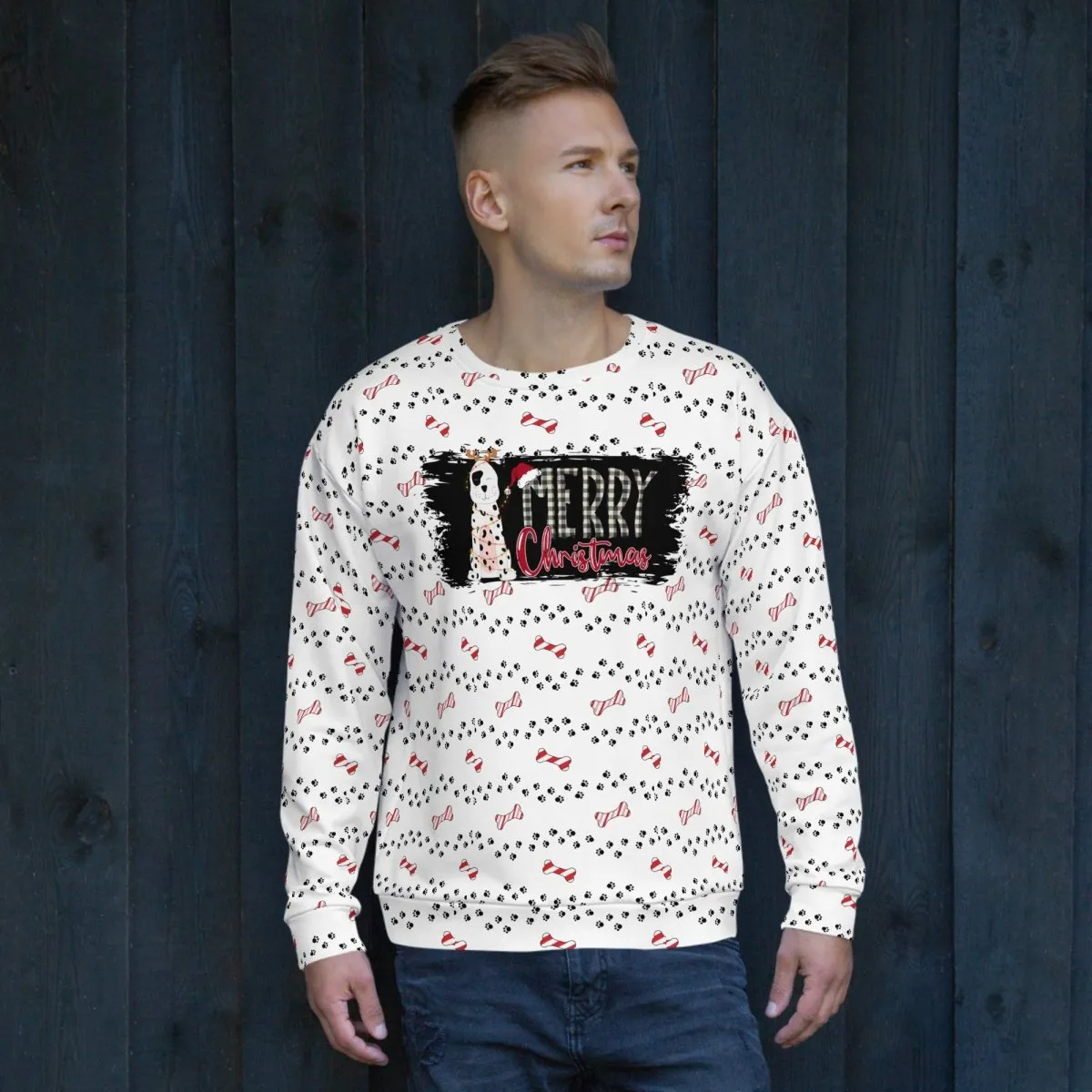 White Merry Christmas Paw Sweatshirt