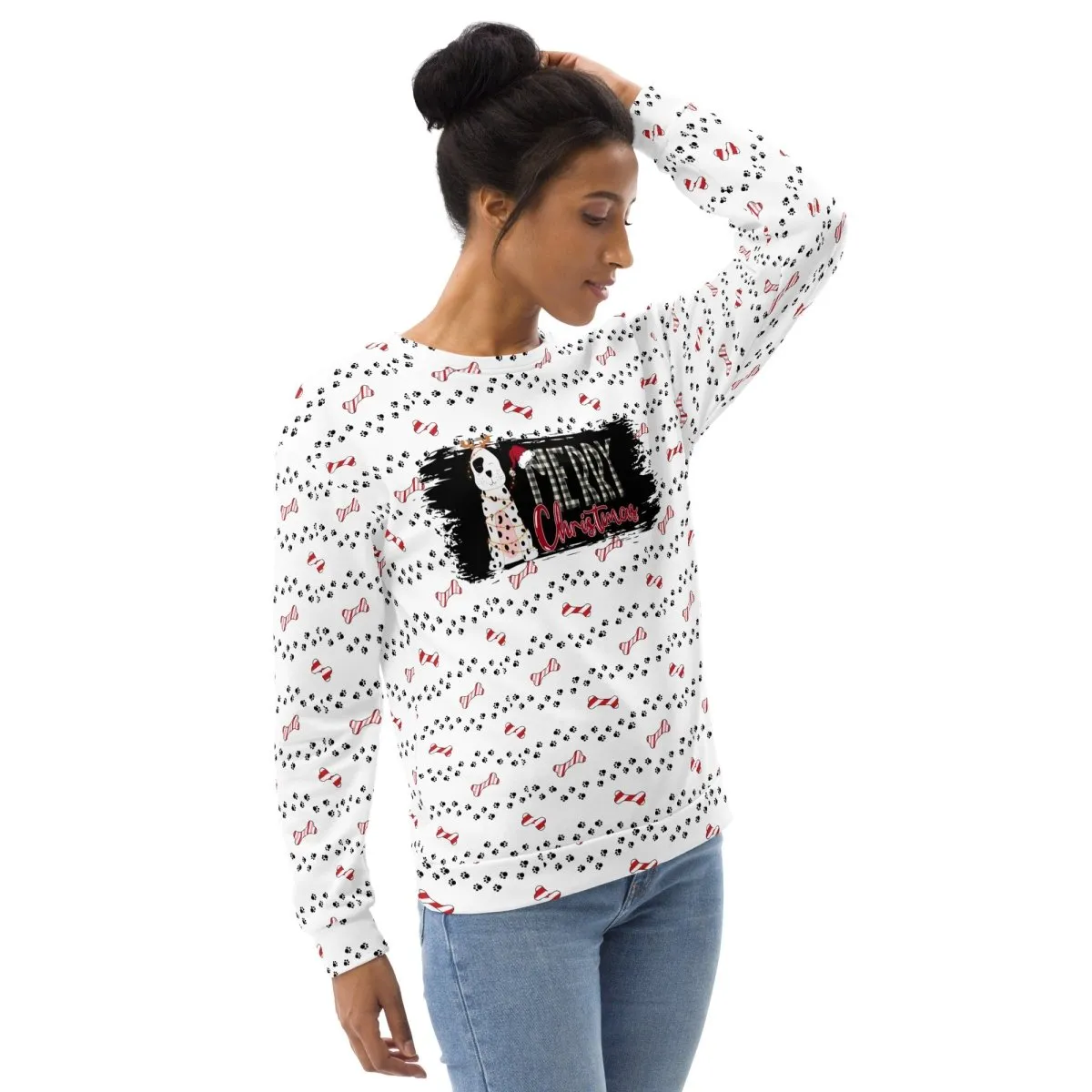 White Merry Christmas Paw Sweatshirt