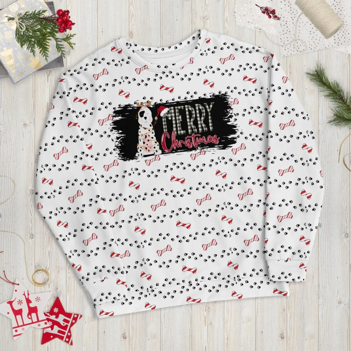 White Merry Christmas Paw Sweatshirt