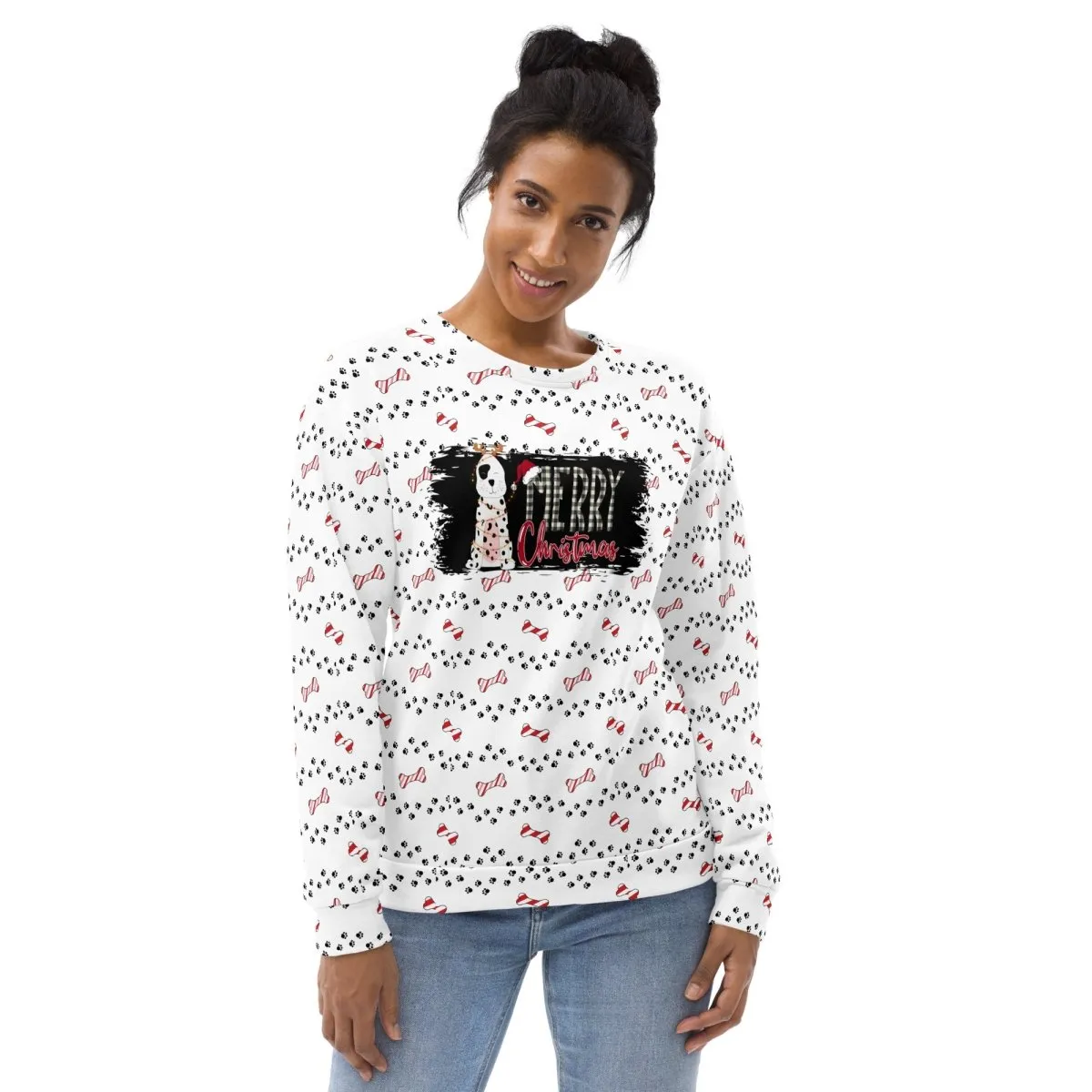 White Merry Christmas Paw Sweatshirt
