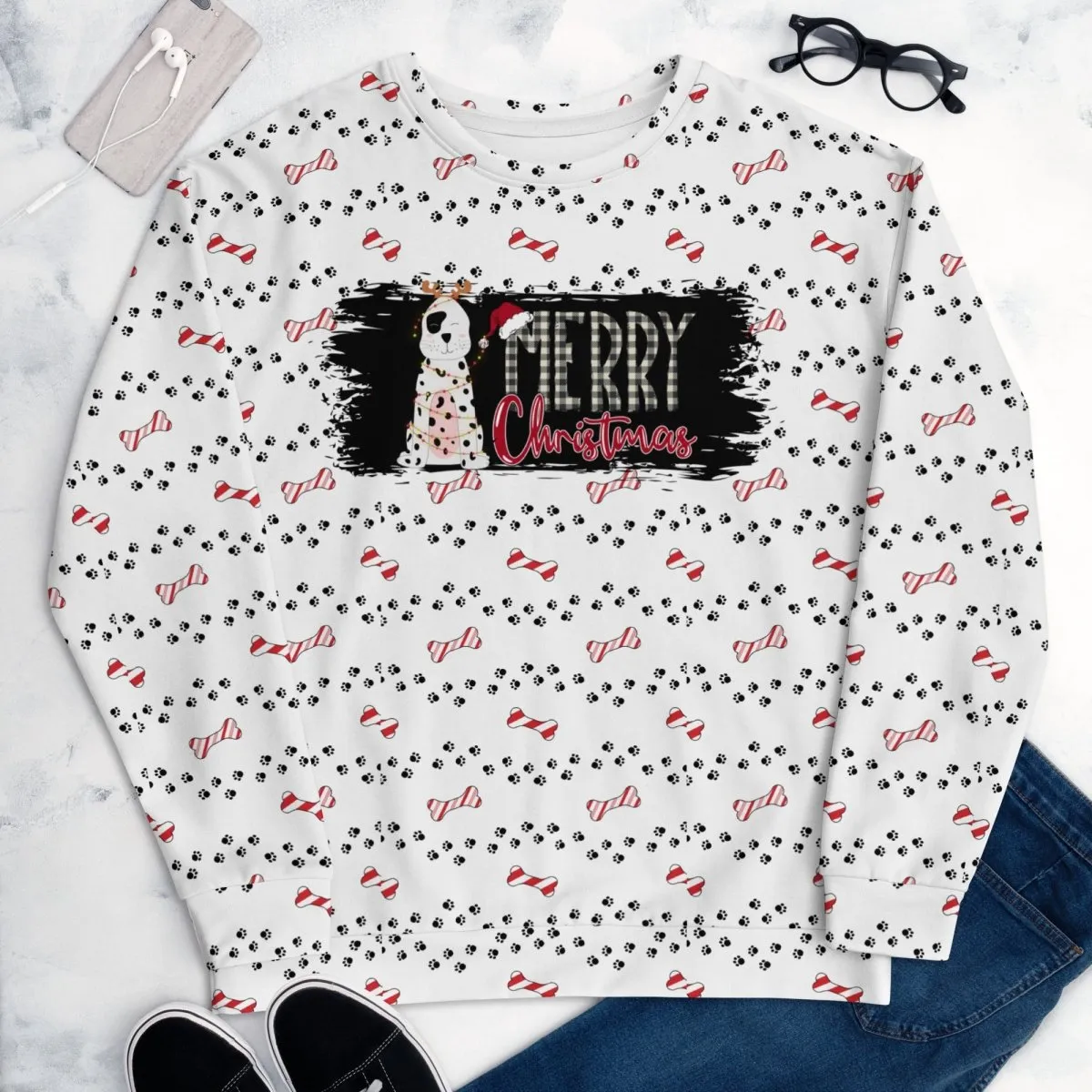 White Merry Christmas Paw Sweatshirt