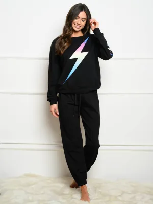 WOMEN'S SELF TIE LIGHTNING BOLT JOGGER PANTS