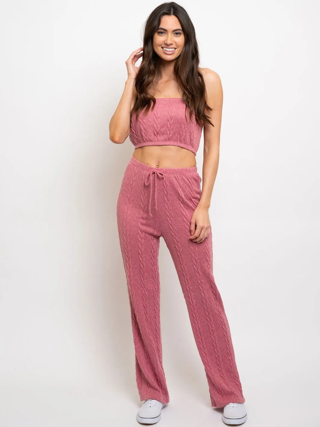WOMEN'S TUBE CROP TOP W/PANTS 2 PC SET