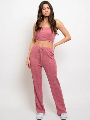 WOMEN'S TUBE CROP TOP W/PANTS 2 PC SET