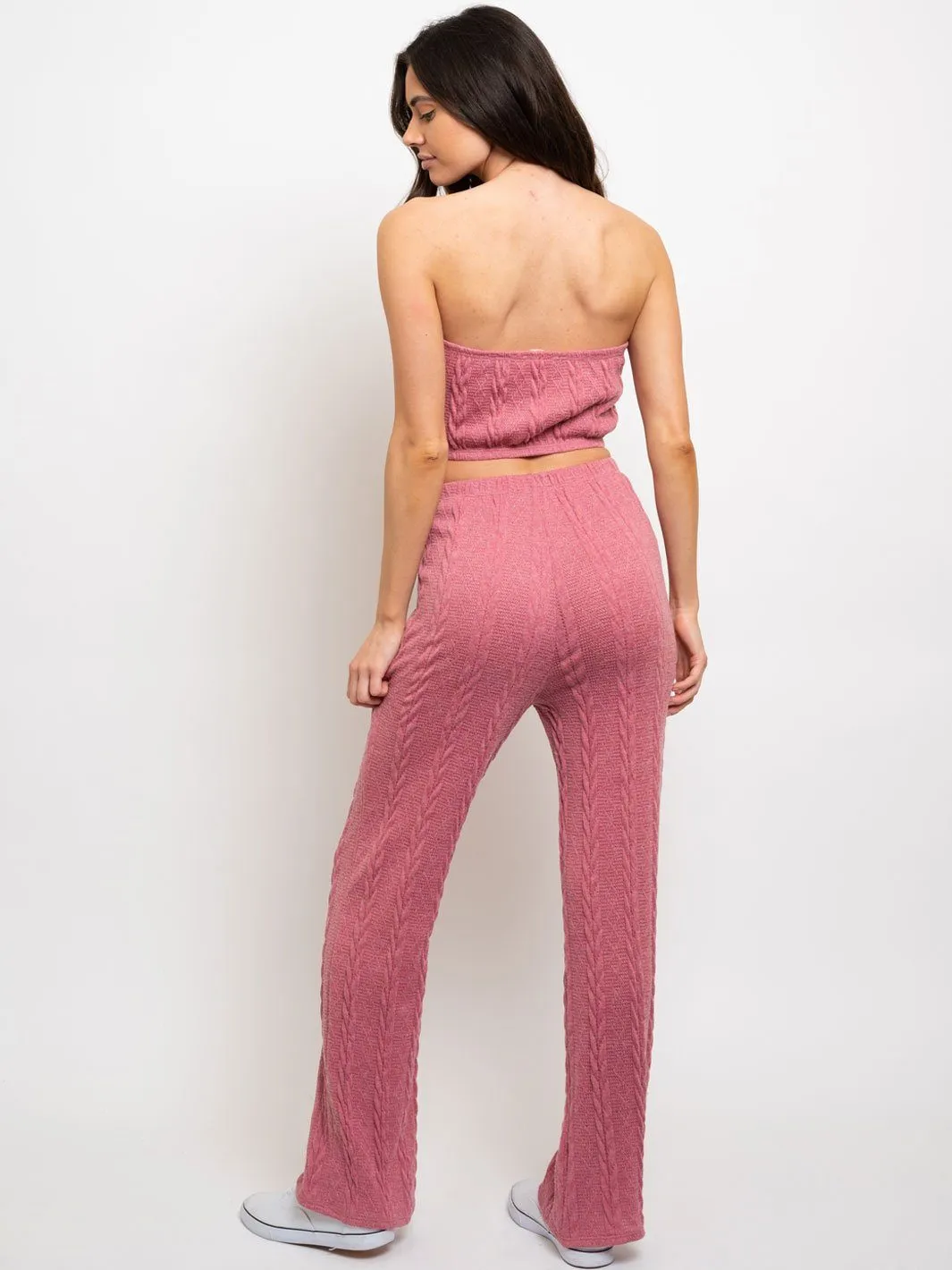 WOMEN'S TUBE CROP TOP W/PANTS 2 PC SET