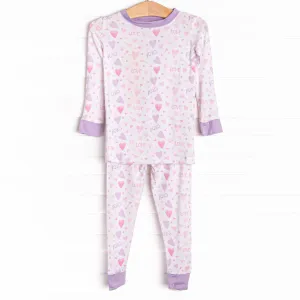 X's and O's Bamboo Pajama Set, Purple
