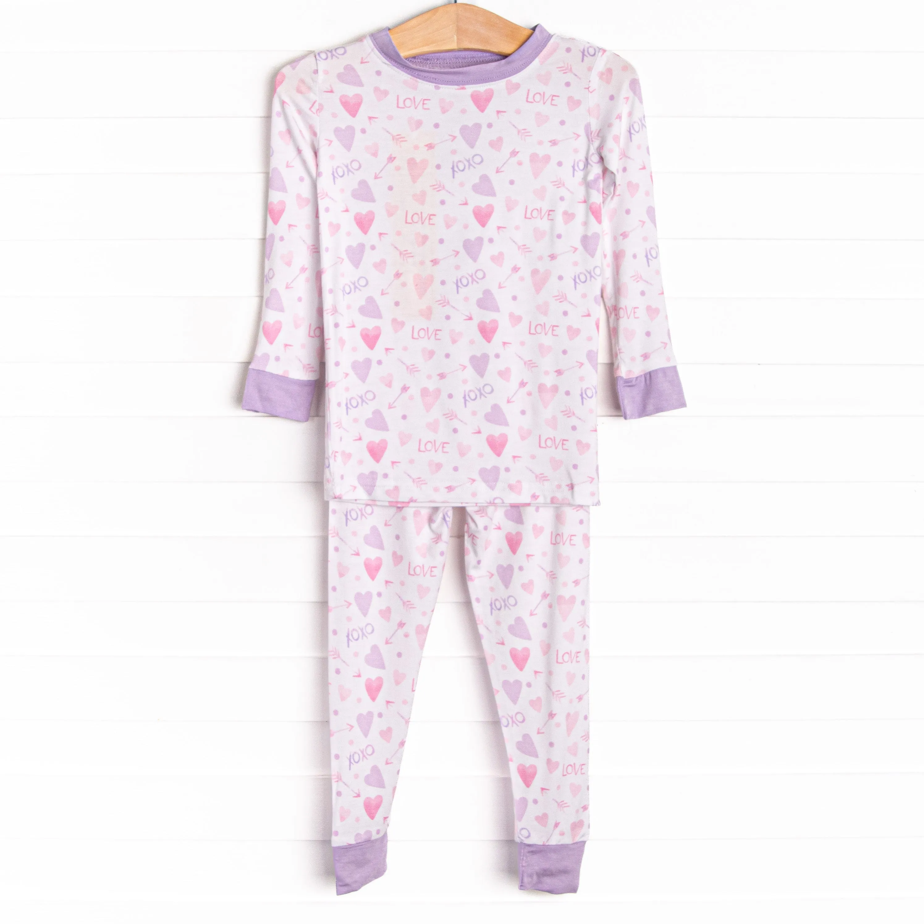 X's and O's Bamboo Pajama Set, Purple