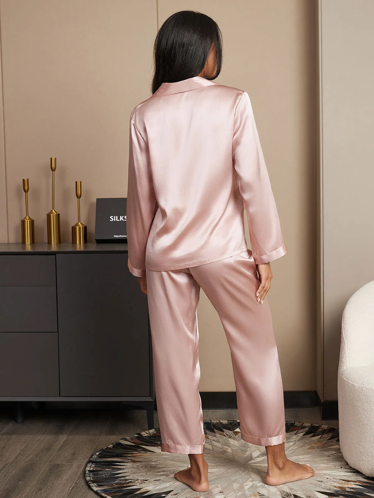 Zuivere Zijde Button Up Dames Pyjama Set